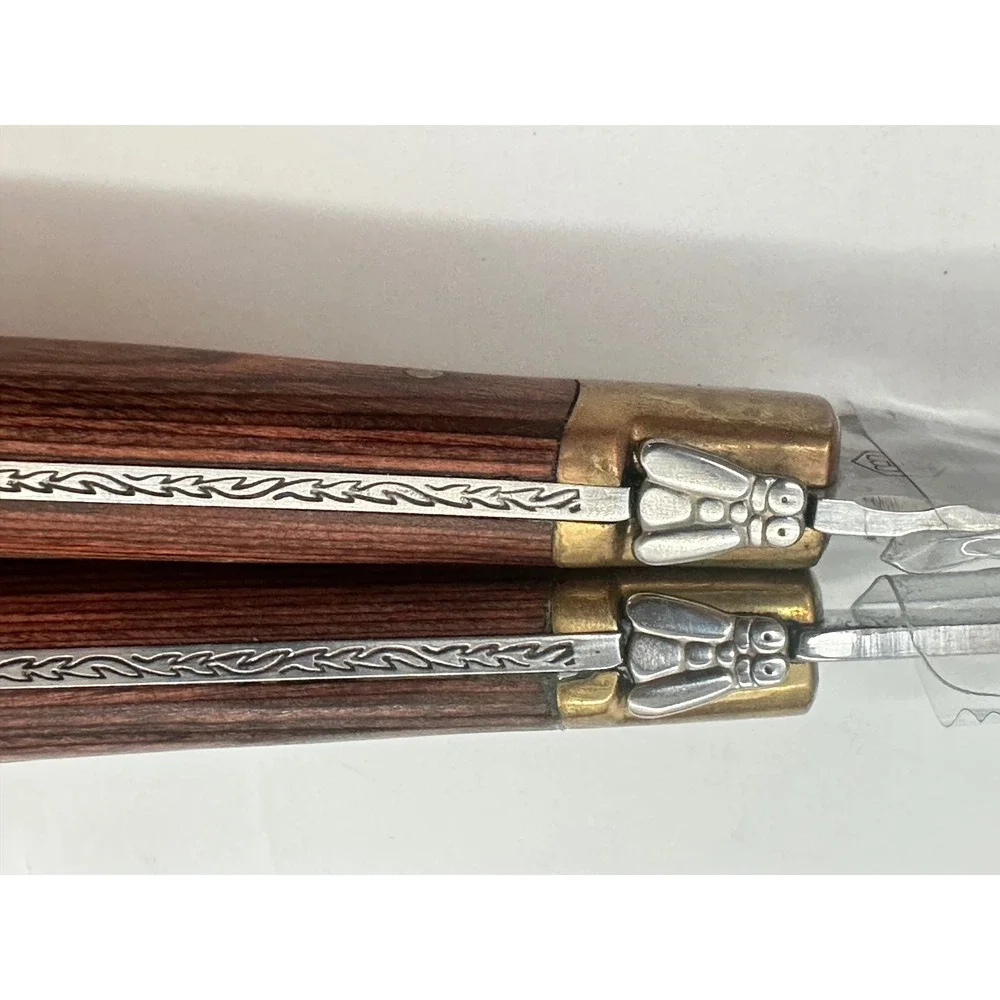 NEW Laguiole Kitchen L'Eclair 2 Piece Bee Logo Carving Set Wooden Handle w/ Box